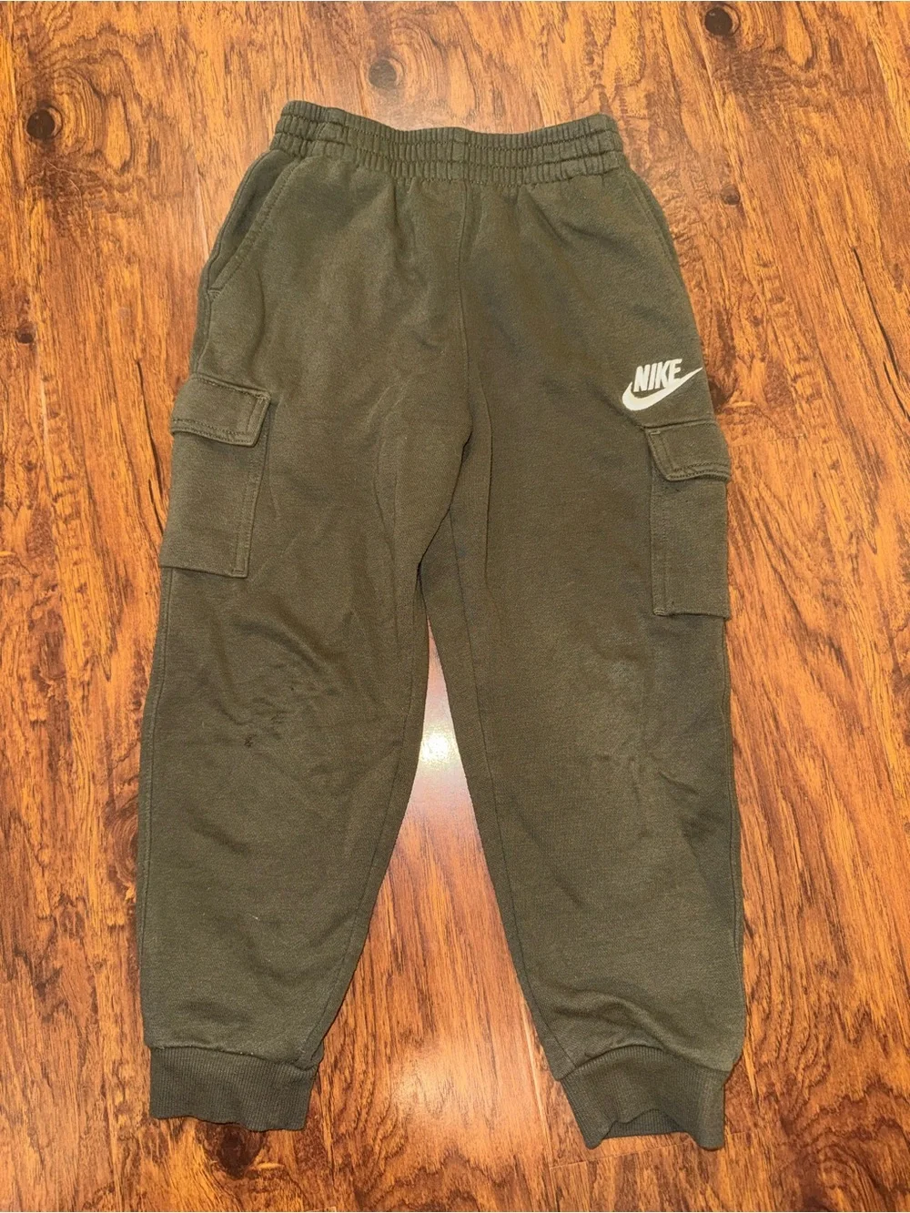 Nike Kids Olive Cargo Joggers with White Logo